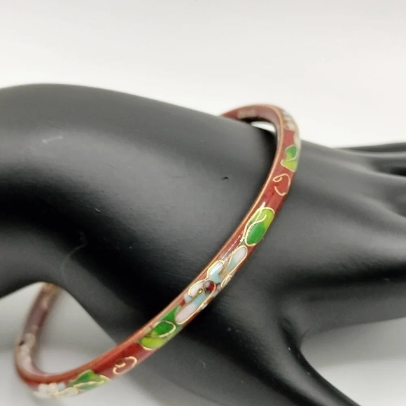 Set of 3 Cloisonne Gold tone Bangle Bracelet Multicolored - Picture 4 of 11